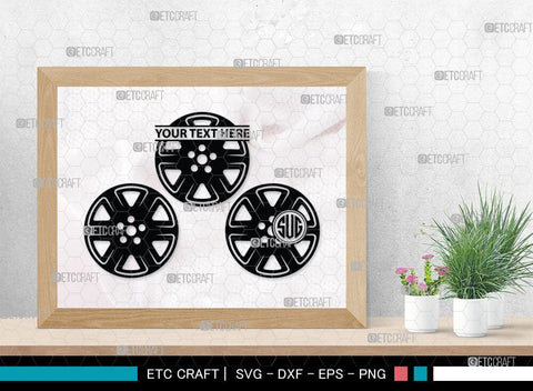 Wheel Monogram, Wheel Hubcap Silhouette, Wheel Hubcap Svg, Auto Rubber Svg, Tyre Svg, Tire Svg, SB00056 SVG ETC Craft 