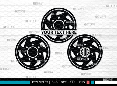 Wheel Monogram, Wheel Hubcap Silhouette, Wheel Hubcap Svg, Auto Rubber Svg, Tyre Svg, Tire Svg, SB00056 SVG ETC Craft 