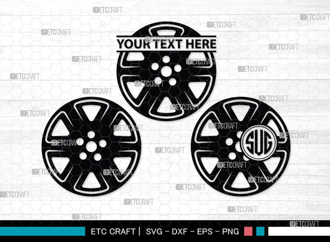 Wheel Monogram, Wheel Hubcap Silhouette, Wheel Hubcap Svg, Auto Rubber Svg, Tyre Svg, Tire Svg, SB00056 SVG ETC Craft 