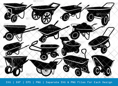 Wheelbarrow SVG, Wheelbarrow Silhouette, Gardening Tool Svg, Farming Tool Svg, Wheelbarrow Bundle SVG ETC Craft 