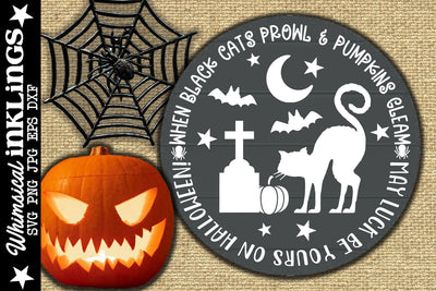 When Black Cats Prowl-Round Halloween SVG SVG Whimsical Inklings 