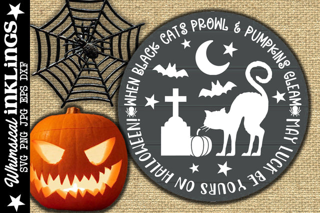 When Black Cats Prowl-Round Halloween SVG SVG Whimsical Inklings 