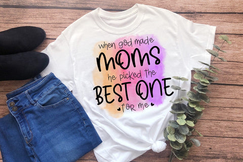 When God Made Moms - Mother's Day Sublimation I Mom PNG Sublimation Happy Printables Club 