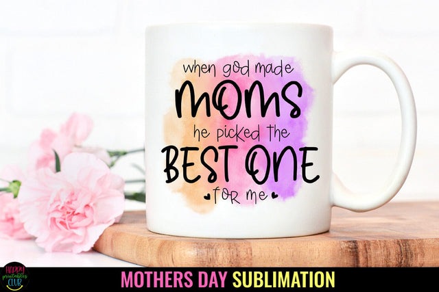 When God Made Moms - Mother's Day Sublimation I Mom PNG Sublimation Happy Printables Club 