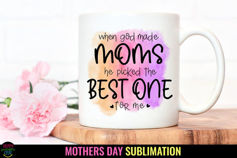When God Made Moms - Mother's Day Sublimation I Mom PNG Sublimation Happy Printables Club 
