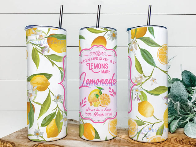 When Life Gives you Lemons Make Lemonade Design Png, Lemonade 20oz Skinny Tumbler, Lemons Tumbler Wrap, Lemons Sublimation Design, Instant Download Sublimation iStyleDesign 