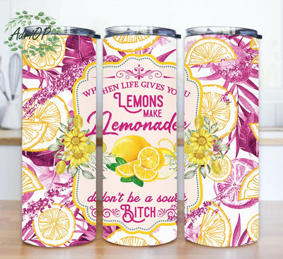 When Life Gives You Lemons Make Lemonade Design Png, Lemons 20oz Skinny Tumbler, Lemons Tropical Leaves Tumbler Wrap, Digital Download Sublimation AdriOP 