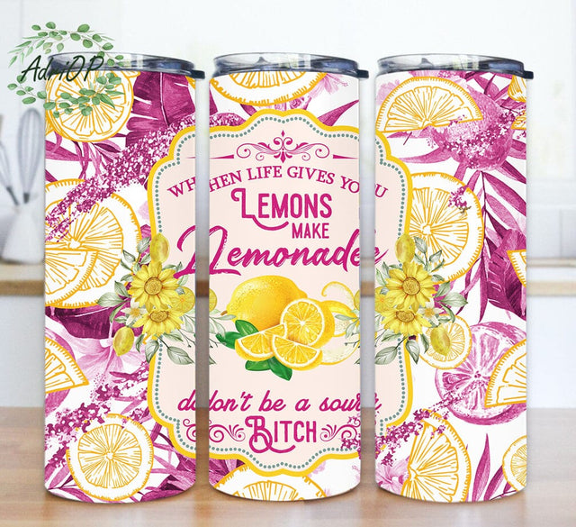 When Life Gives You Lemons Make Lemonade Design Png, Lemons 20oz Skinny Tumbler, Lemons Tropical Leaves Tumbler Wrap, Digital Download Sublimation AdriOP 