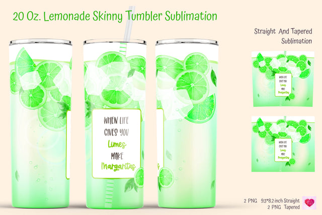 When Life Gives You Limes. Lime Tumbler. Realistic Drinks Sublimation Kseniia designer 