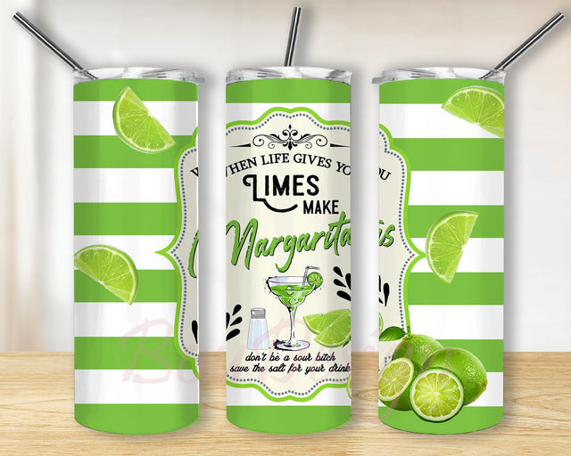 When Life Gives You Limes Stripes Tumbler, Summer Tumbler Skinny 20oz Sublimation Design Downloads Sublimation BouDesign 