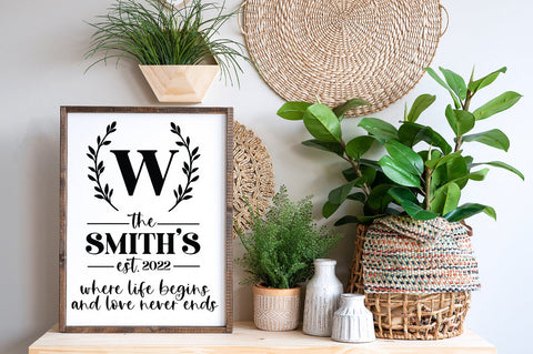 Where Life Begins and Love Never Ends Wedding Sign SVG SVG Pickled Thistle Creative 