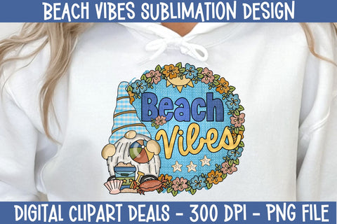 Whimsical Beach Gnome Sublimation Design - DIY Crafts, Summer Vibes Sublimation Digital Clipart Deals 