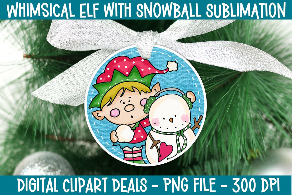 Whimsical Elf with Snowball Sublimation Design | Christmas Round PNG ...