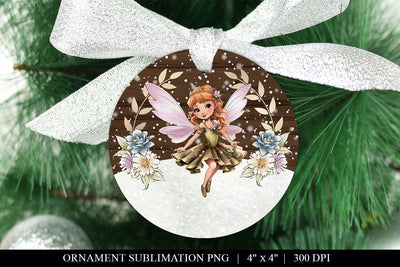 Whimsical Fairy Christmas Ornament Sublimation Design Sublimation BijouBay 