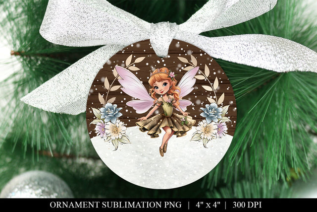 Whimsical Fairy Christmas Ornament Sublimation Design Sublimation BijouBay 