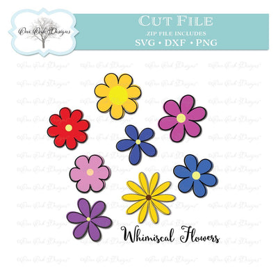 Whimsical Flowers Collection SVG One Oak Designs 