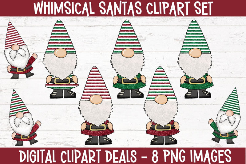 Whimsical Santas Clipart - Christmas Sublimation Clipart Sublimation Digital Clipart Deals 
