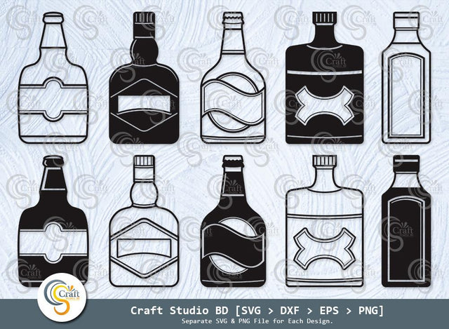 Whiskey Bottle Silhouette, Whiskey svg, Alcohol Bottle Svg, Bottle Svg, Whiskey Tennessee Svg, Liquor Alcohol Bottle Svg Bundle SVG ETC Craft 