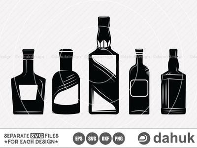 Whiskey Bottle SVG, Bottle svg, Whiskey svg, Whiskey Bottle, Cut file, for silhouette, Clipart, cricut design space, vinyl cut files SVG dahukdesign 