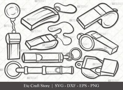 Whistle Outline SVG Cut File | Sport Svg | Sports Whistle Svg | Coach Whistle Svg | Bundle SVG ETC Craft 