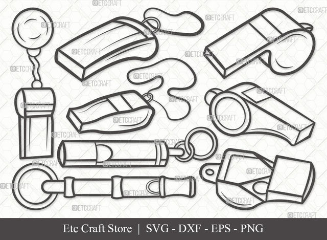 Whistle Outline SVG Cut File | Sport Svg | Sports Whistle Svg | Coach Whistle Svg | Bundle SVG ETC Craft 