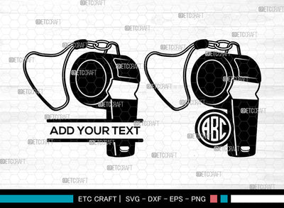 Whistle SVG, Referee Whistle Svg, Sports Whistle Svg, Coach Whistle Svg, Split Monogram Svg SVG ETC Craft 