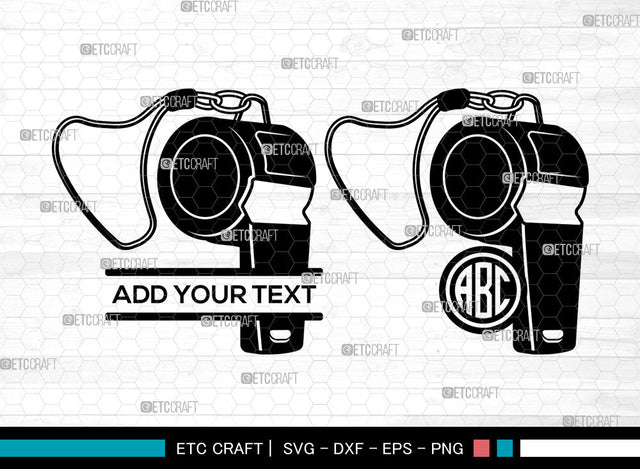 Whistle SVG, Referee Whistle Svg, Sports Whistle Svg, Coach Whistle Svg, Split Monogram Svg SVG ETC Craft 