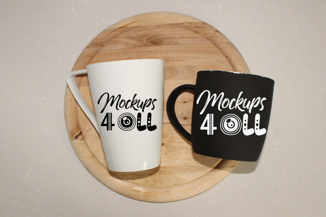 White and Black Mugs Mockups, Mugs Mock Up, Home Mockup, Coffee Mug, Vertical, Flat Lay Pictures, Digital Mockups, Photography, Jpg Image Mock Up Photo ArtStudio 