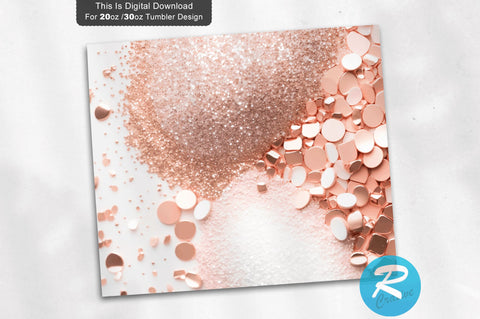 White and Rose Gold-Glitter 20 oz / 30 oz Tumbler PNG Sublimation Regulrcrative 