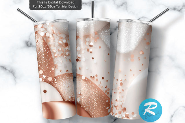 White and Rose Gold-Glitter Agate 20 oz / 30 oz Tumbler PNG Sublimation Regulrcrative 