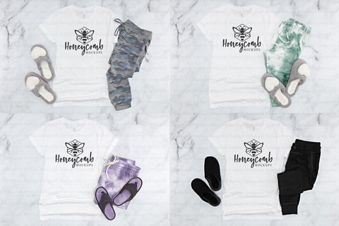 White Bella Canvas 3001 Mockup Bundle, Women's White T-Shirt Mockup, Comfy and Cozy Mockup Mock Up Photo Honeycomb Mockups 
