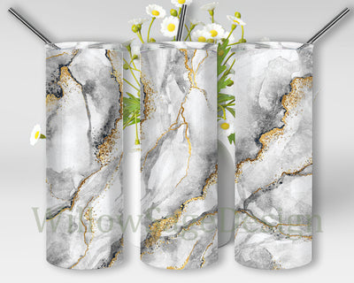 White Black and Gold Marble Tumbler Wrap, Abstract Marble 20oz Skinny Tumbler, Marble Glitter Tumbler Png, Marble Sublimation Design, Digital Download Sublimation WillowSageDesign 