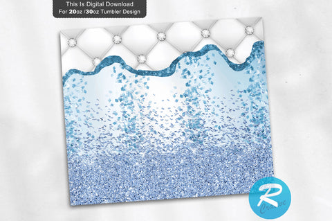 White blue glitter 20 oz / 30 oz Tumbler PNG Sublimation Regulrcrative 