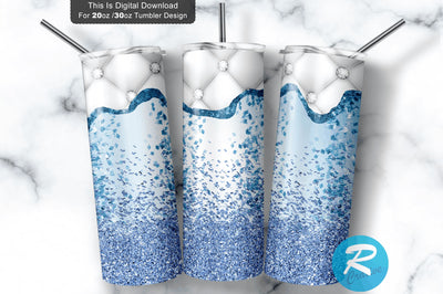 White blue glitter 20 oz / 30 oz Tumbler PNG Sublimation Regulrcrative 
