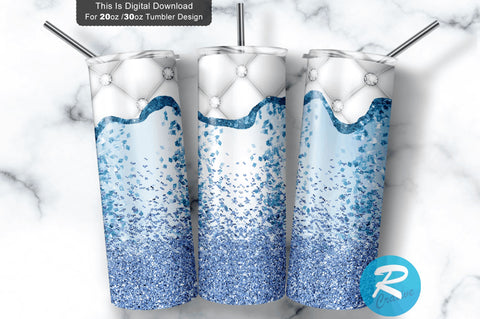 White blue glitter 20 oz / 30 oz Tumbler PNG Sublimation Regulrcrative 