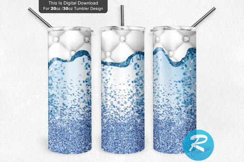White blue glitter 20 oz / 30 oz Tumbler PNG Sublimation Regulrcrative 