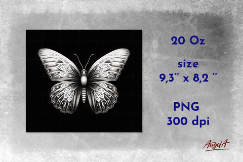 White butterfly tumbler wrap bundle. Sublimation tumbler PNG Sublimation Angelina Semenova 