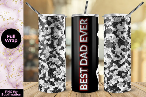 White Camouflage Best Dad Ever 20oz Skinny Tumbler Wrap Sublimation Template Sublimation Sublimatiz Designs 