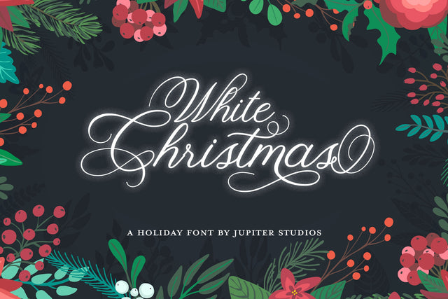 White Christmas Font (Holiday Font, Xmas Font, Swirly Font) Font Jupiter Studio Fonts 