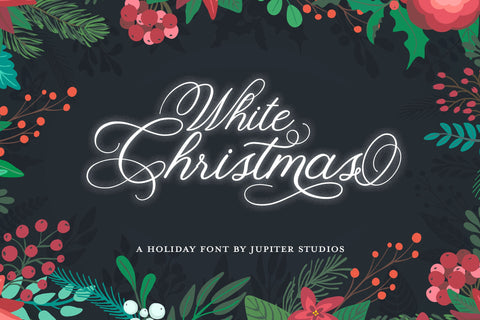 White Christmas Font (Holiday Font, Xmas Font, Swirly Font) Font Jupiter Studio Fonts 