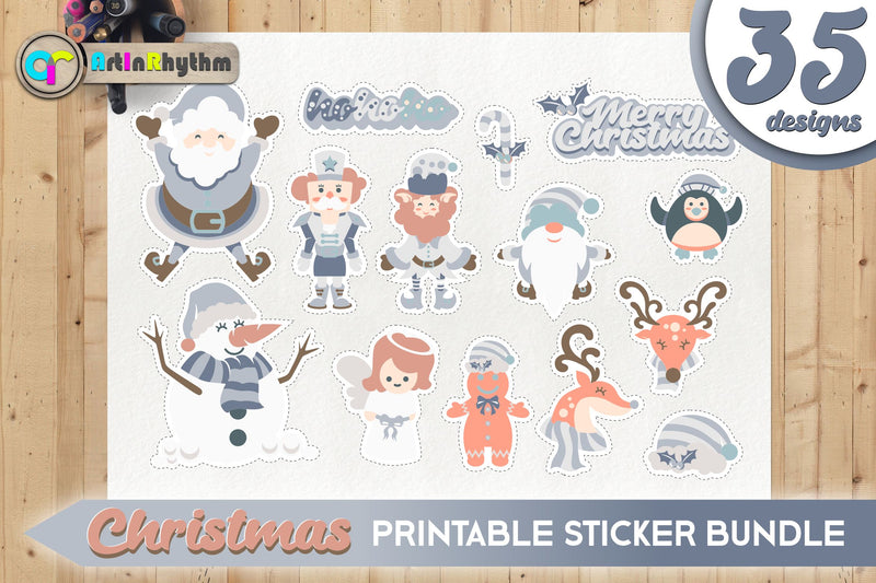 White Christmas Sticker Bundle / Printable PNG Clipart - So Fontsy