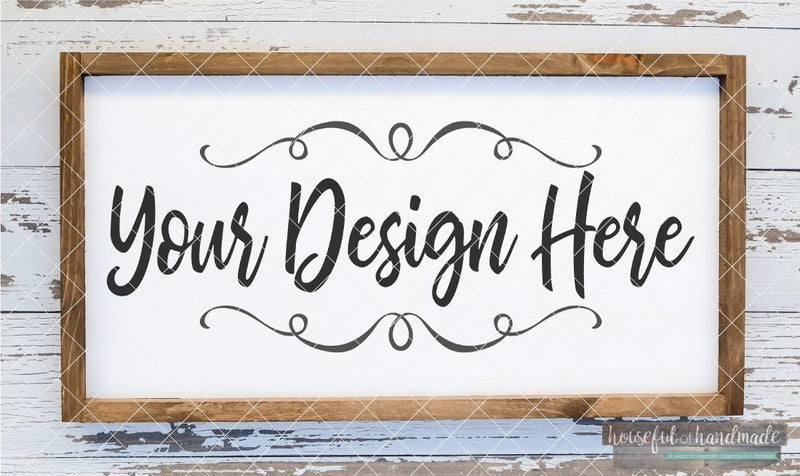 White Framed Farmhouse Wood Sign Mockup - Digital File Mock Up Photo Houseful of Handmade 
