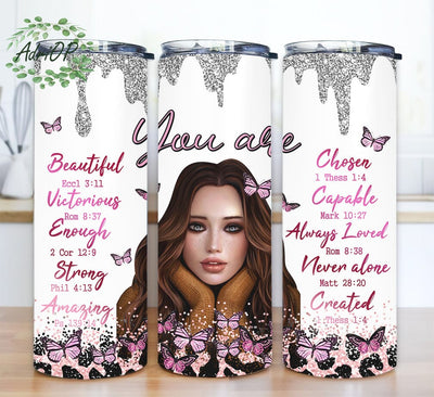 White Girl God Says You Are 20oz Skinny Tumbler Png, White Women Png, White Girl Png, White Girl You Are Beautiful Png, You Are Strong, You Are Enough Png Sublimation AdriOP 