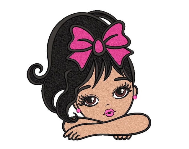 White Girl Peekaboo Embroidery Design, 4 sizes, Instant download Embroidery/Applique DESIGNS Nino Nadaraia 