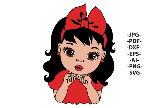 White Girl Peekaboo Svg, Red Ribbon Svg, Little Princess Svg, Queen Girl Svg, Sweet Girl Svg, Brown Eyes Svg, Svg Cut Files SVG 1uniqueminute 