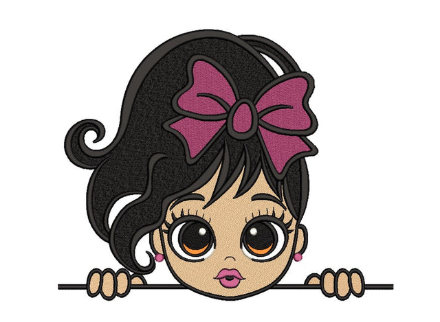 White Girl with a Bow Embroidery Design, Little Princess Embroidery File, 4 sizes, Instant download Embroidery/Applique DESIGNS Nino Nadaraia 