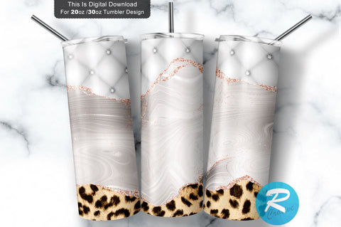 White Leopard 20 oz / 30 oz Tumbler PNG Sublimation Regulrcrative 