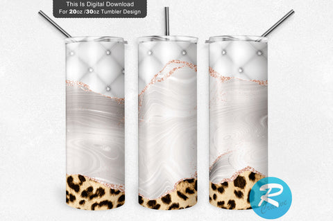 White Leopard 20 oz / 30 oz Tumbler PNG Sublimation Regulrcrative 