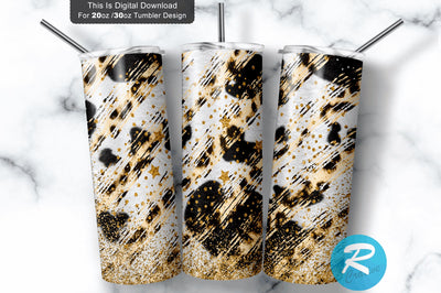 White Leopard Glitter 20 oz / 30 oz Tumbler PNG Sublimation Regulrcrative 