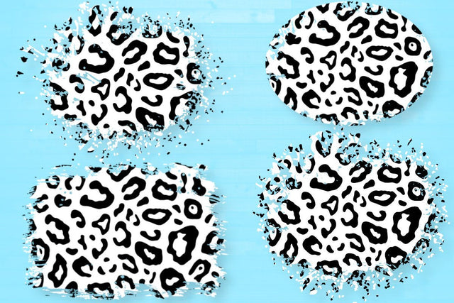 White Leopard Patches, Splash Sublimation Design, Digital Paper,Leopard print texture,Distressed Leopard Print Sublimation Patches PNG Sublimation ArtStudio 